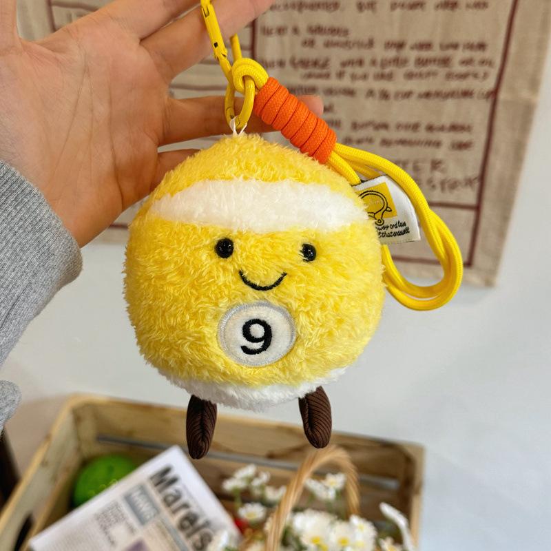 Cartoon Simulation Small Billiard Ball Pendant Ball Plush Toy Bag Doll Keychain Hanging Desktop Ornament