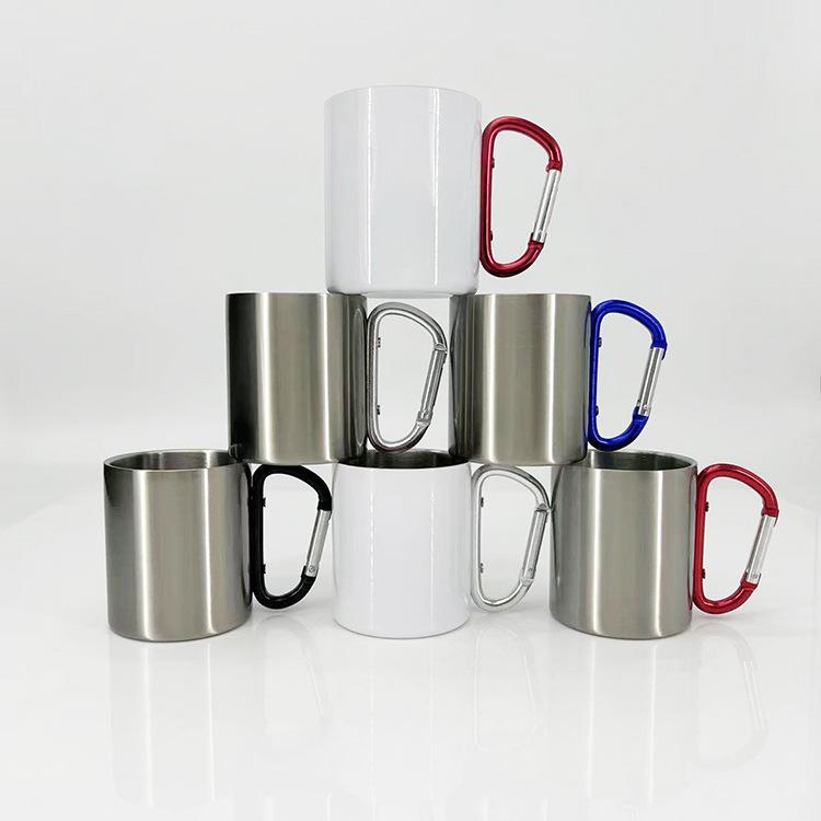 Portable Stainless Steel Cups for Outdoor Adventures-Sublimation Blank Handle Carabiner for Camping Backpacking Hiking