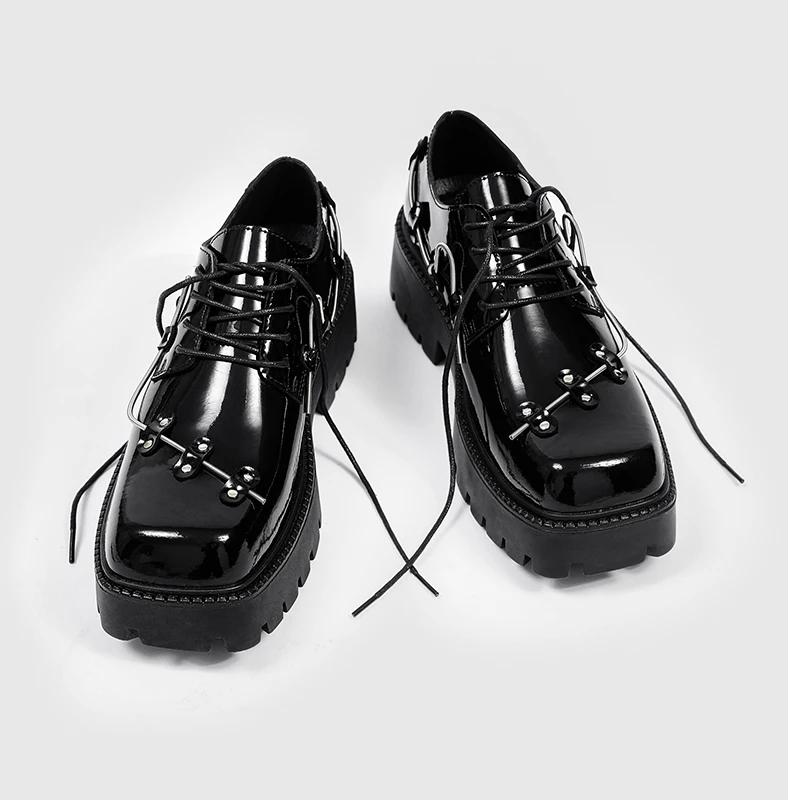 Brand de modă Pantofi Brogue Negri Noi Bărbați Platformă Clasică Oxford Pantofi de Gală Bărbați Încălțăminte Retro din Piele Patentată Pantofi de Petrecere cu Glezna Joasă