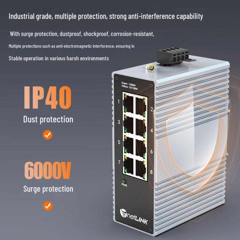 netLINK 8-Port Gigabit Unmanaged Industrial Ethernet Switch