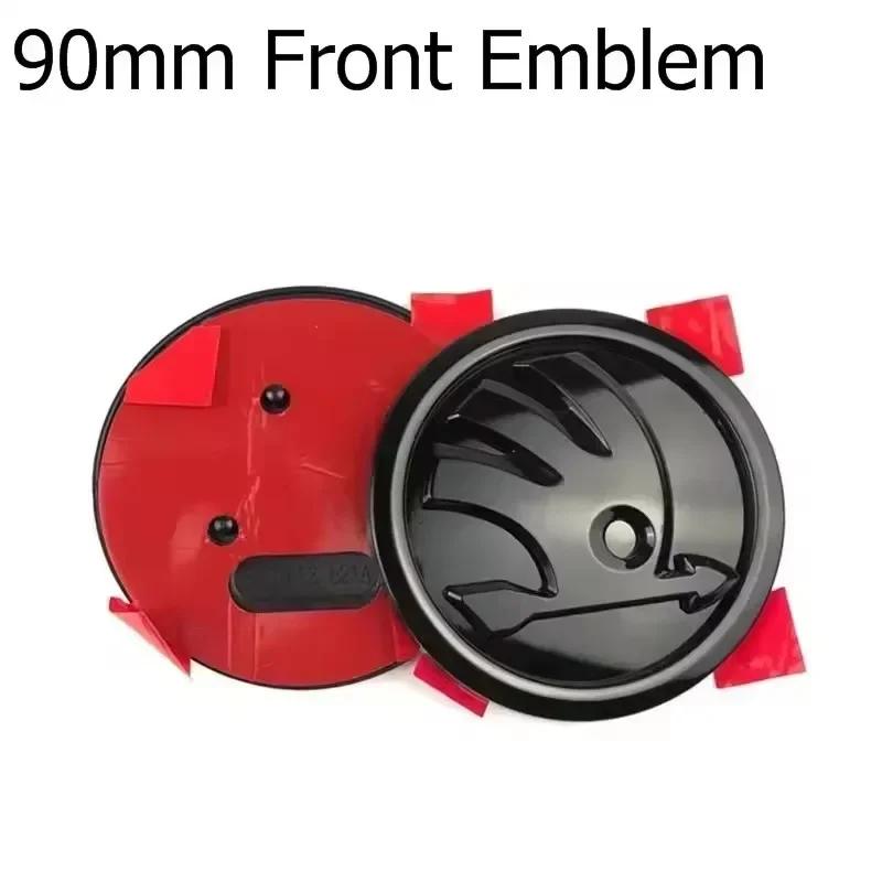 VYRC2 46/80/90mm Car Front Trunk Badge Steering Wheel Sticker for Skoda Logo Rapid Octavia Fabia Yeti Superb 2 3 Kodiaq Karoq