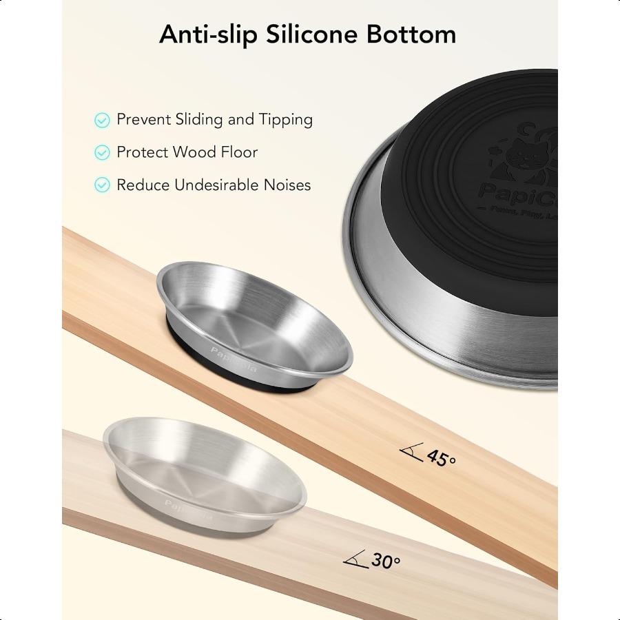 

Миски для кошек из нержавеющей стали 2 шт. Нескользящие миски для кошачьего корма Металлические миски для кошачьего корма и воды Не мешающие усам с широким и неглубоким дизайном United States