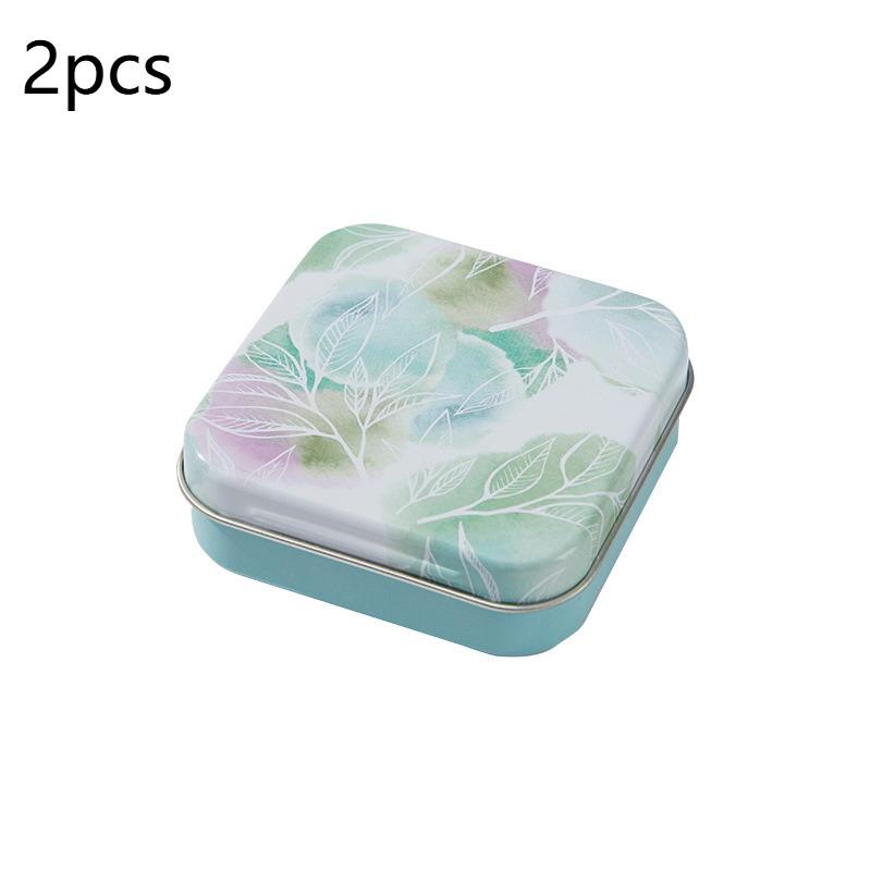 2Pcs Assorted Decorative Square Metal Storage Tins Sealed Hinged Lids Food Grade Containers for Party Candy Treat Gift Packaging
