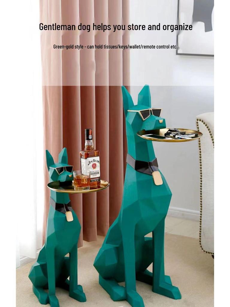 Nordycka Wysokiej Klasy Żywiczna Figurka Psa Dżentelmena Dekoracja Podłogowa