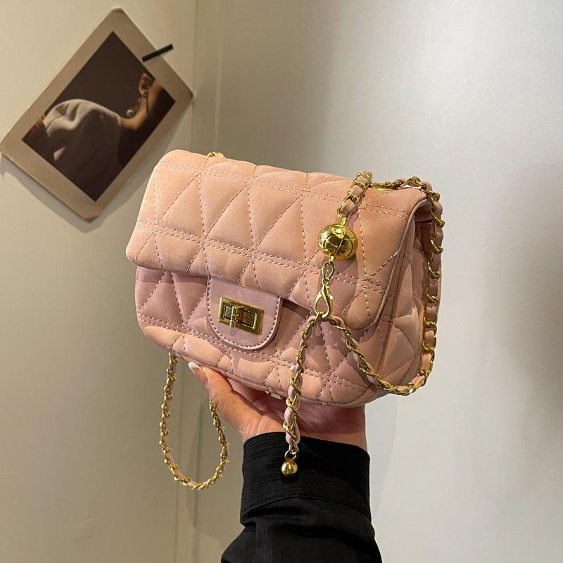Rhombus chain bag women's autumn and winter new versatile niche shoulder messenger bag high-end small square bag