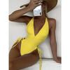 Sexy Plunging Deep V Neck One Piece Swimsuit Women's Swimwear Lace Up Female Swimming Suit for Women Monokini Beachwear Solid