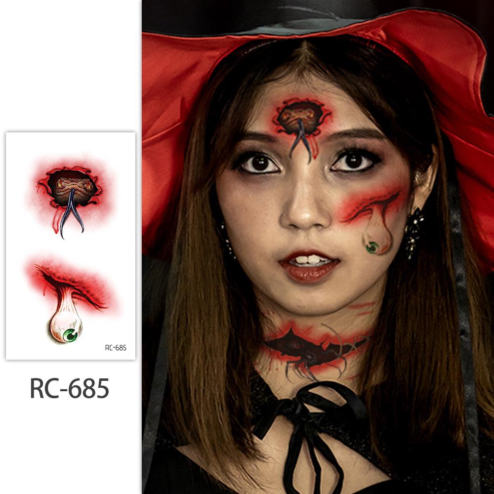 Vodotěsné Halloweenské dočasné tetovací nálepky: Realistické jizvy po krvi a noži pro hororový make-up.