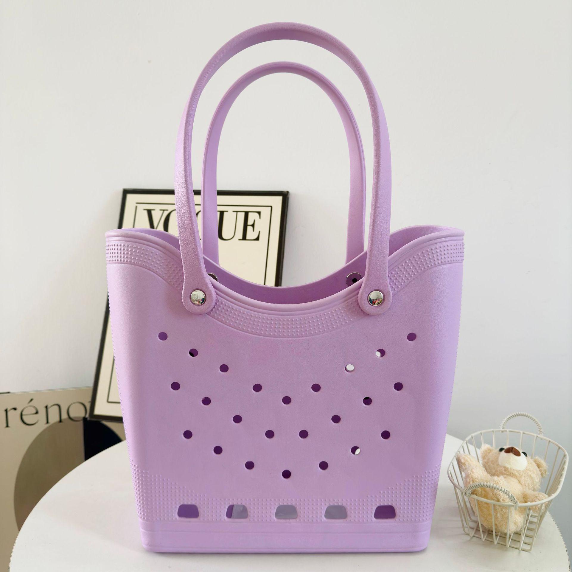 

EVA Waterproof Beach Tote: Large Capacity Perforated Travel Bag 38*14*32cm фиолетовый