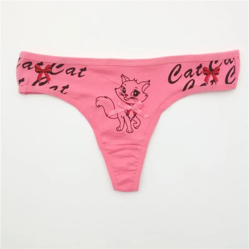 Sexy Mode Tanga Kitty Katze Cartoon Print G-Strings Mädchen Slips Frau. Baumwolle Unterwäsche Damen Höschen 6 Stück/Set
