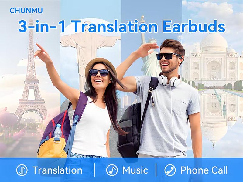 AI Translation Bluetooth Earphones with Long Battery Life, Active Noise Cancellation, Ultra-long Standby, and Permanent Free Translation