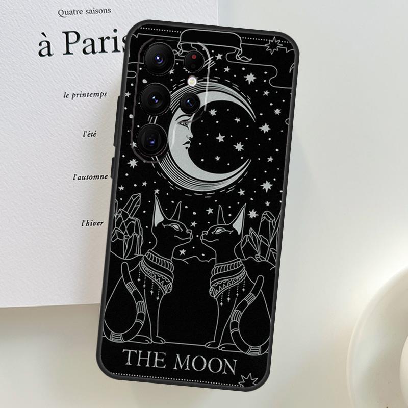 Moon Tarot Witch Cat Case For Samsung Galaxy S26 Ultra S25 S24 S23 S22 S21 S10 Plus S20 FE S25 Ultra Phone Cover