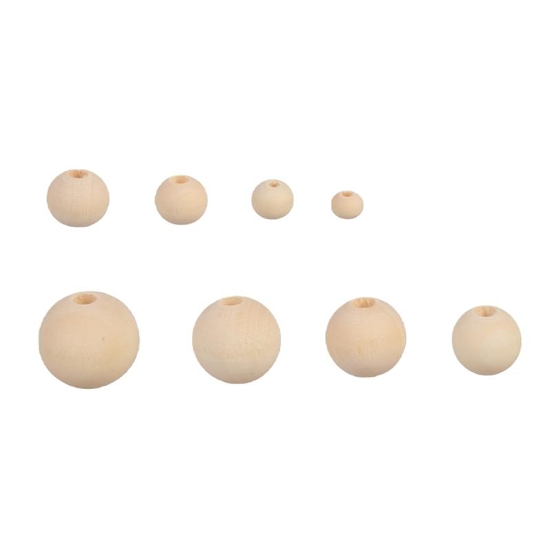 485pcs DIY Crafting Bead Assortment Bulk Wood Jewellery Beads Wooden Round Beads for Handmade Gifts and DIY Projects
