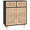VidaXL Buffet Noir 60x30x75 cm Bois de pin massif et rotin naturel 345637