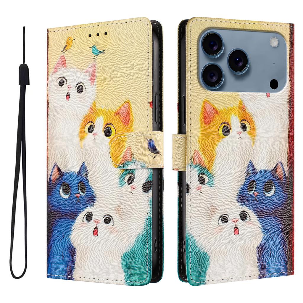 Printed Cartoon Magnetic Leather Wallet Case for IPhone 17 Air 16 16e 15 14 13 12 Mini 11 Pro XS XR Max Plus Cases Phone Cover