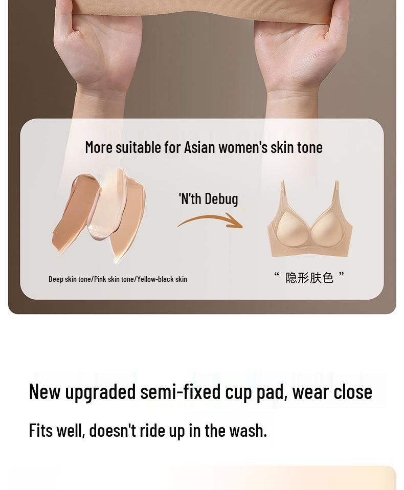 Seamless Pull-On Women's Underwear: Anti-Sagging, Side Support for Underarm Fat, Breathable, Comfortable, Adjustable, Jelly Soft Support Bra.