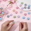 50Pcs UV Plating Opaque Acrylic Beads Iridescent Star with Check Pattern Mixed Color 20.5~21x22x10.5mm Hole: 2.8mm
