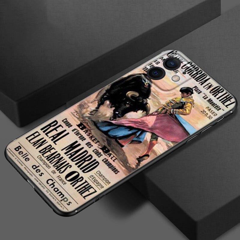 Spansk Matador Mobilskal För Apple iPhone 13 12 Mini 11 Pro XS Max X XR 8 7 6S 6 Plus SE 2020 5S 5 Mjukt TPU Svart Skydd