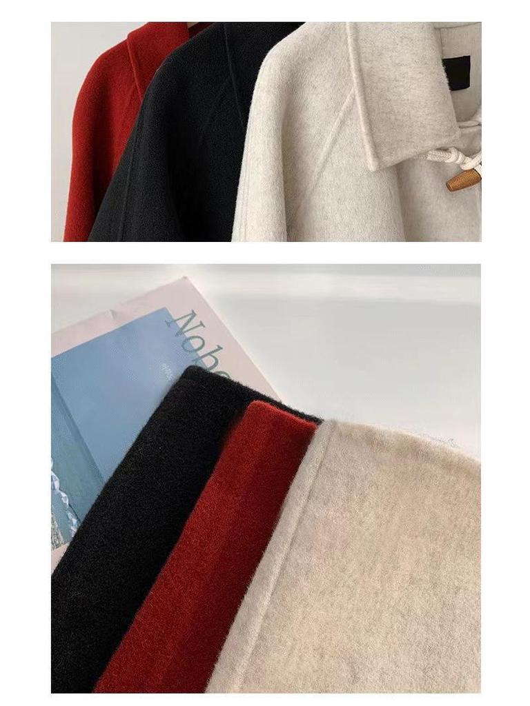 2025 Korean Style Petite Woolen Toggle Coat - Autumn/Winter Mid-Length Women's Outerwear