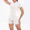 European-American Solid Color Zipper Back Yoga Jumpsuit - Breathable and Tight-Fitting