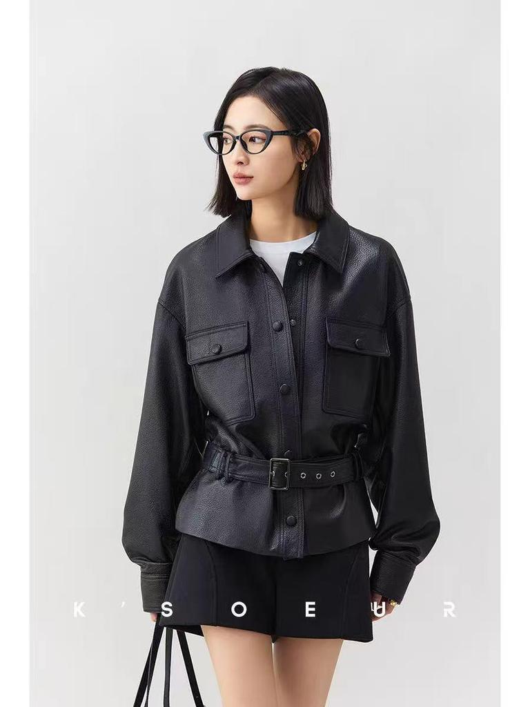 Spring & Autumn Women's Short Leather Jacket – Stylish Motorcycle Outerwear