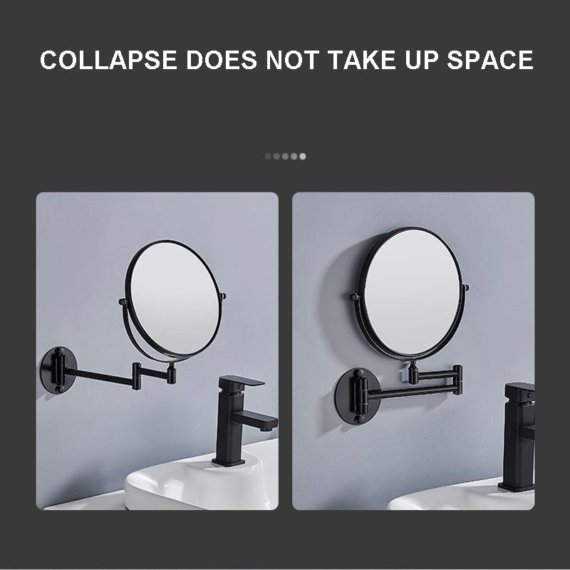 Cornice Oro/Nera Rotazione a 360 Gradi Specchio Circolare Double-sided Estraibile e Pieghevole Specchio da Bagno Specchio Decorativo da Parete