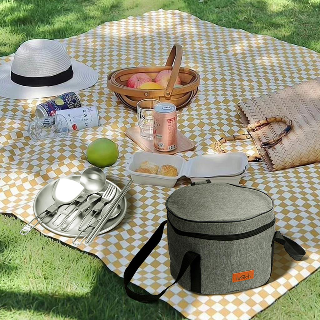 Camping Tableware Set Stainless Steel Cutlery Set Camping Dishes Picnic Dinnerware Portable Lunch Bag Tableware Picnic Cutlery