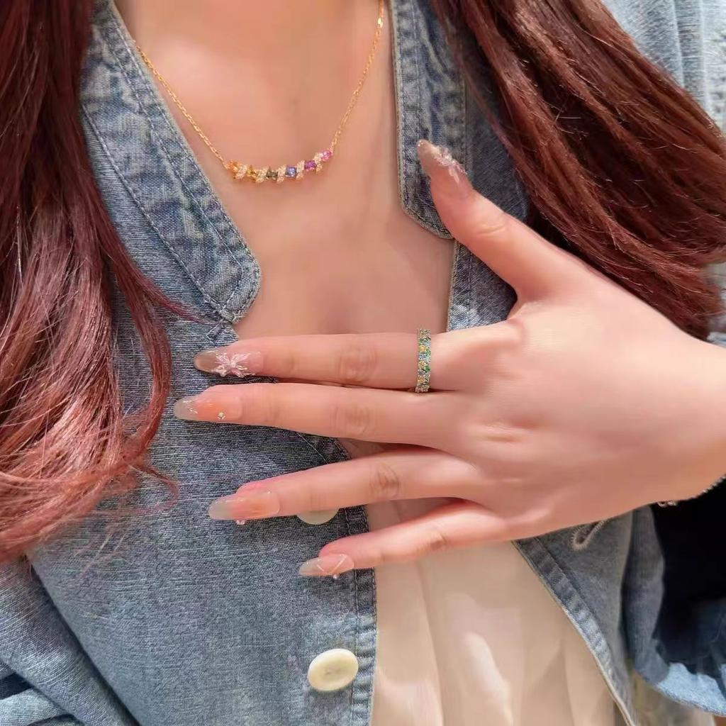 [Smile Rainbow Bridge] Dopamine Rainbow Bridge Smile Necklace Niche Design Delicate Temperament Clavicle Chain
