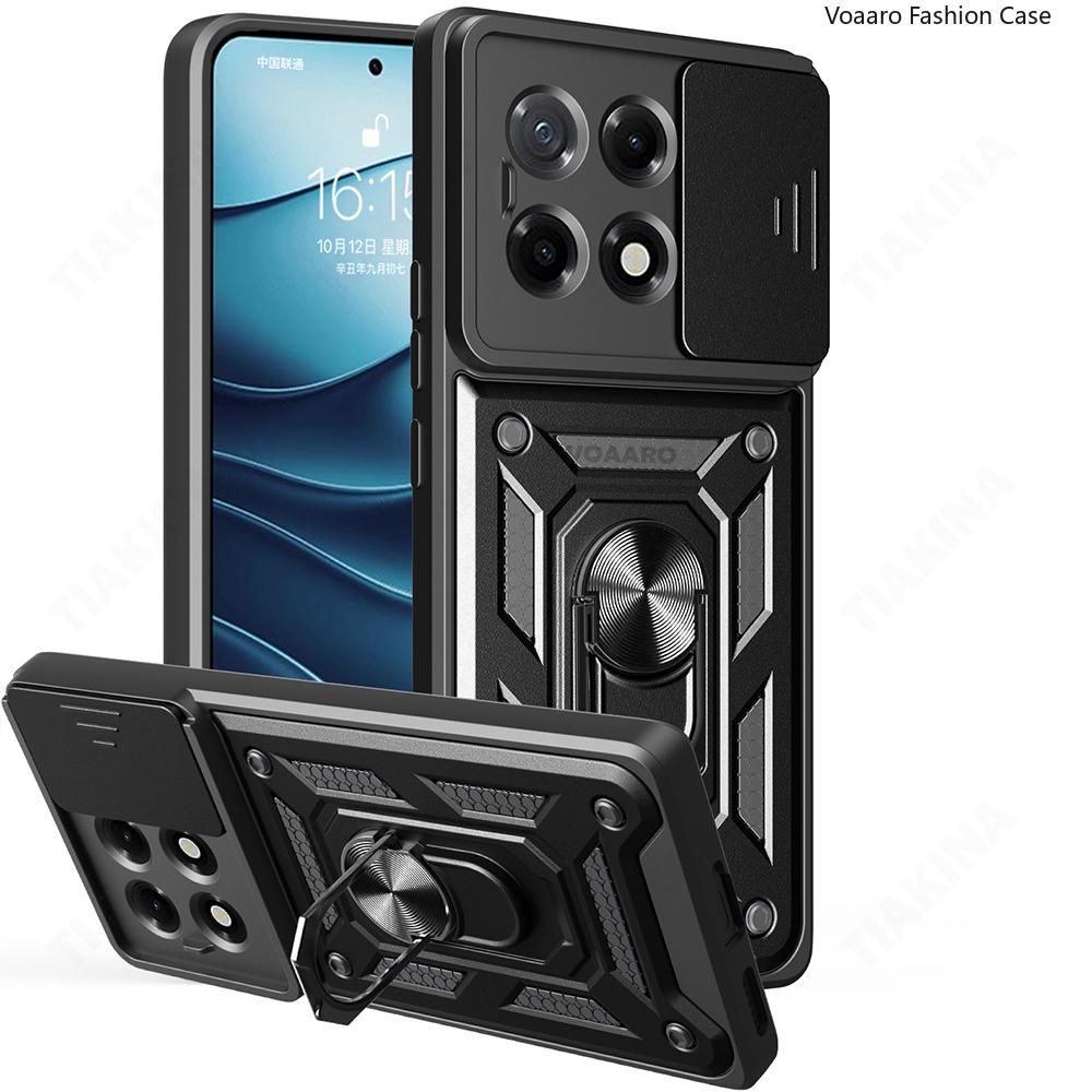 Slide Lens Armor Funda for Tecno Spark 30 Pro 4G Case Magnetic Rotate Ring Stand Holder Cover for Tecno Spark 30 Pro 4G Case