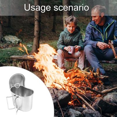 Stainless Steel Pot Camping Cup Pot with Foldable Handle 700ml Coffee Water Mug Cooking Pot with Lid Outdoor Cookware