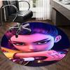 1pc KPop Demon Hunters RUMI2 Design Printed Area Round Carpet for Bedroom Living Room Home Decor Rugs Mat Non Slip Mat Rug for Bedside