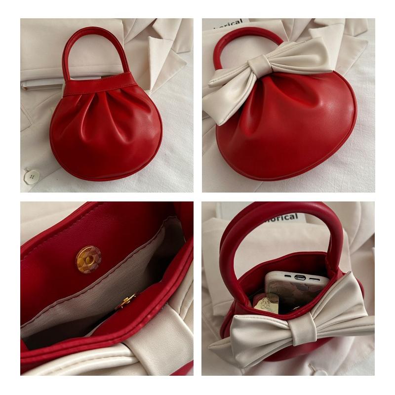 The New Round Handbag for Girls In The Autumn 2026, The Bow Crossbody Bag Is Fashiable and Versatile Pleated Women's Bag Trend