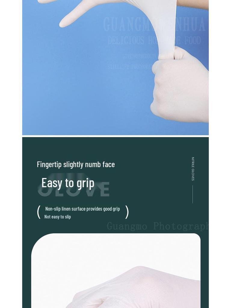 Durable Thickened White Nitrile Gloves - Disposable, Food Grade, Industrial, Cleaning, Auto Repair Protective