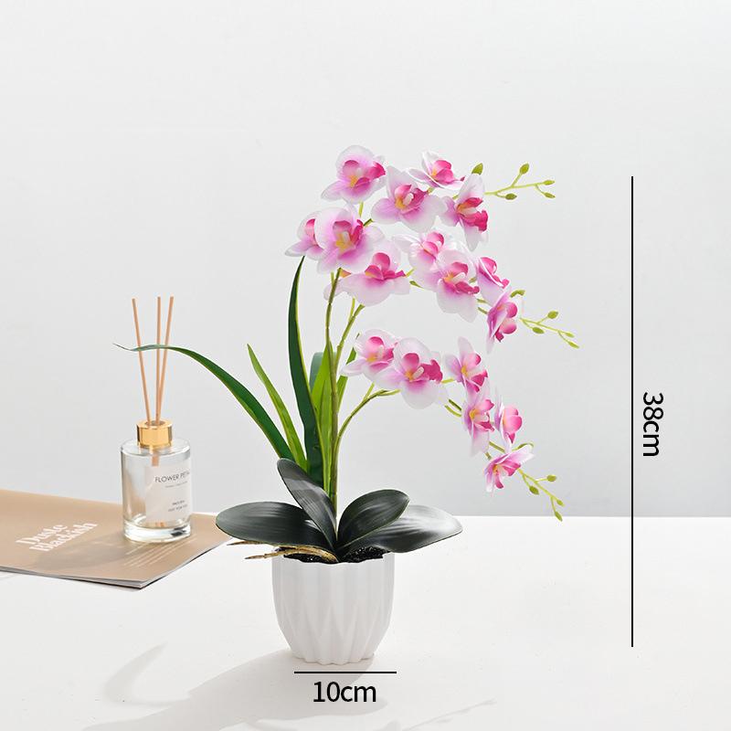 Artificial Orchid Potted Plants Fake Phalaenopsis In Plastic Pot Bonsai Plants Wedding Table Centerpiece Home Office Decoration