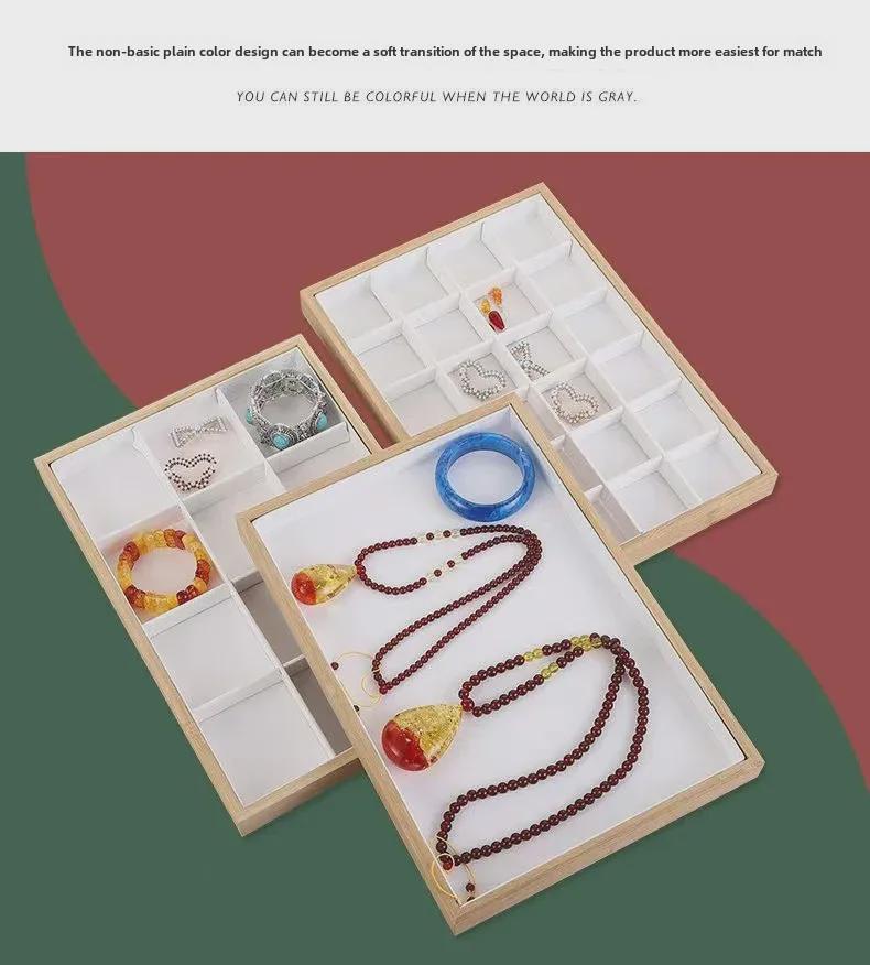 Bamboo and Wood Velvet Jewelry Tray for Bracelets and Earrings Display