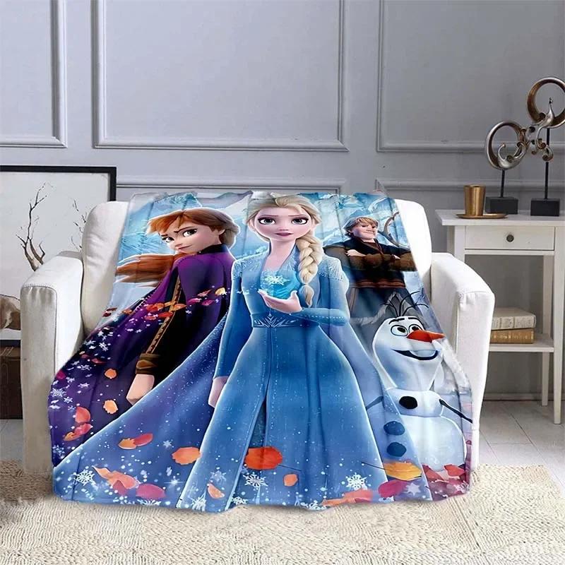 Disney Frozen Elsa Princess Blanket for Sofa King Size Cute Soft Flannel Throw Fluffy Bed Blanket New Born Winter Blanket Gift