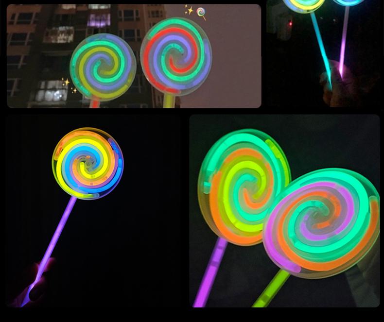 Colorful Rotating Glow Stick & Lollipop Light-Up Bracelet for Kids