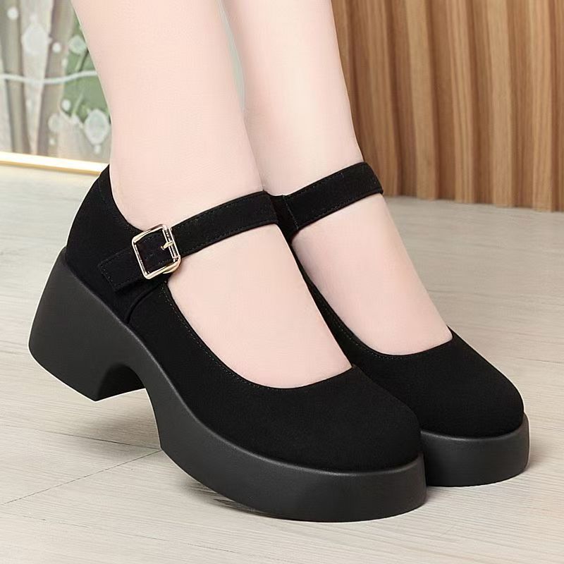 Women s Chunky Retro Flats Spring Comfortable Flats Breathable and Durable Everyday Flats Height-increasing Flats 35 чёрный 3250₽