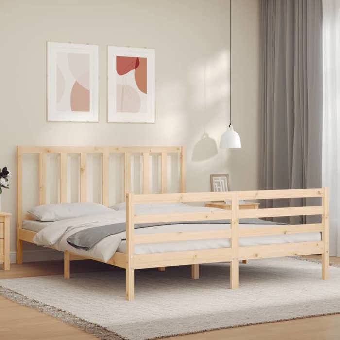 VidaXL Bed Frames with Headboard 160x200 Cm Solid Wood 3193866