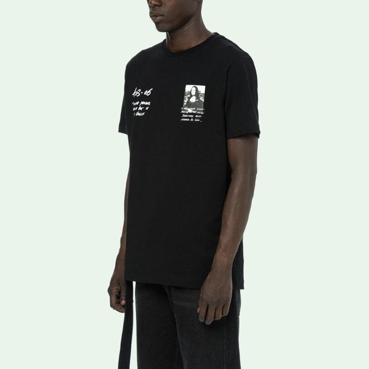 Off-White Mona Lisa Serie SS19 Rundhals Kurzarm T-Shirt Herren Oberteile Schwarz OMAA027S191850051020