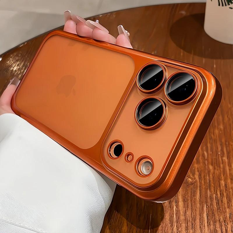 Luxury Matte Translucent Phone Case For iPhone 17 16 15 14 13 Pro Max 17Pro 16Pro Air Lens Protection Plating Bumper Cases Cover