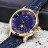 Salvatore Marra Women's Moon Phase Watch, Model SM26151, 34mm, Pink Gold & Blue Leather Strap, Limited Edition