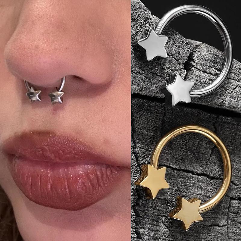 Edelstahl Stern Herz Septum Piercing Nasenring Knorpel Hufeisen Ohrring Für Frauen Männer Körperschmuck Punk Accessoires
