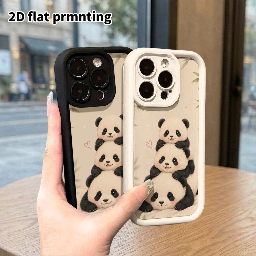 Phone Case: 2D Flat Design Suitable for iPhone 18 17 16 15 14 13 Pro Tiered Protective Case, Cute Soft Panda, Christmas and Halloween Gift