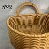 Kitchen Spice And Egg Organizer Woven Hanging Wicker Storage Basket Wall Mounted Imitation Rattan Organizer Versatile Containers Rustic Style