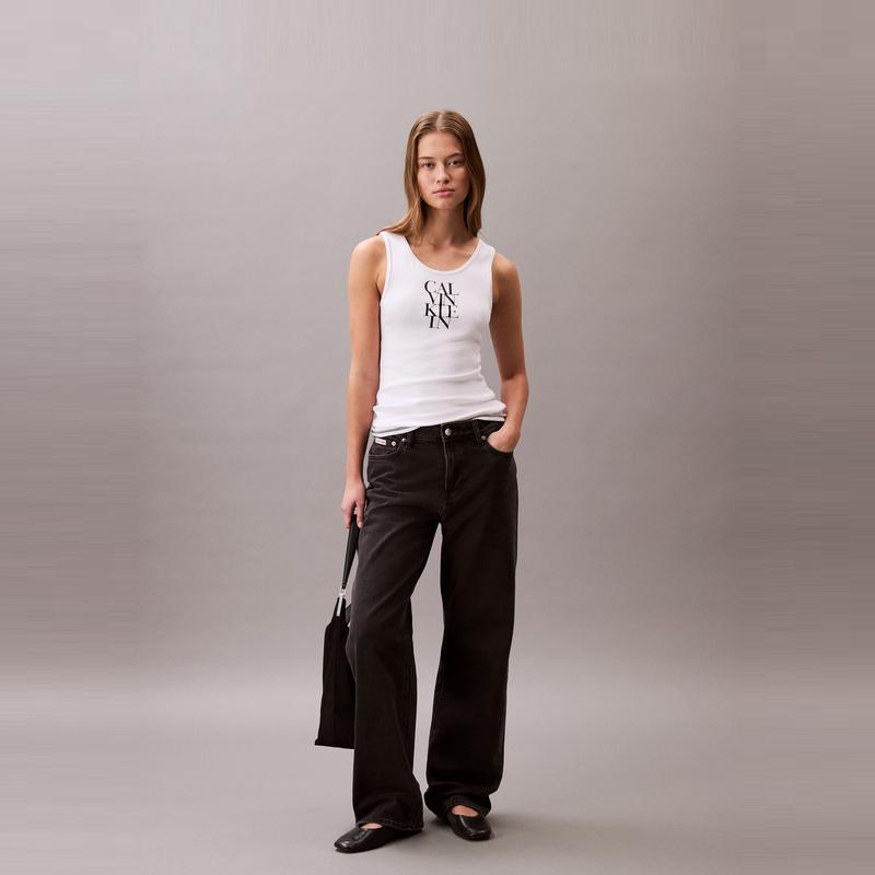 Calvin Klein Casual Babe Printed Ribbed Tank Top Women tops 44C219G