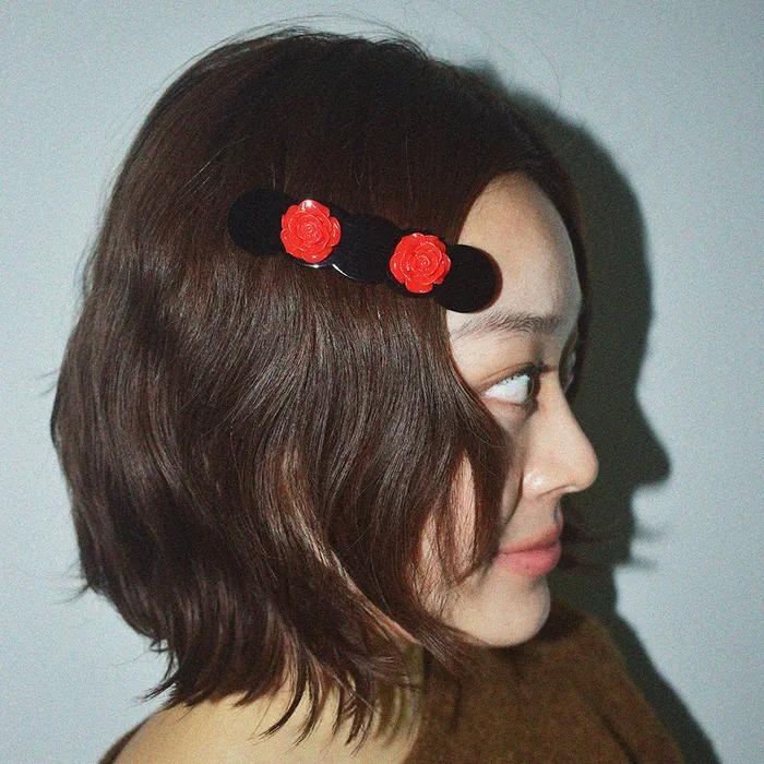 ROSE Barrette, RED Rose Barrette Hairpin