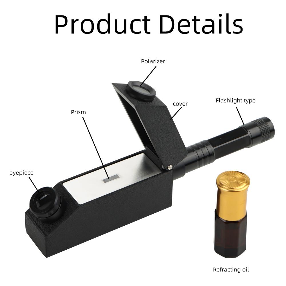 Gem Refractometer High Precision Diamond Zircon Gemstone Detector Measurement Range 1.30 ~ 1.81 External With LED Flashlight