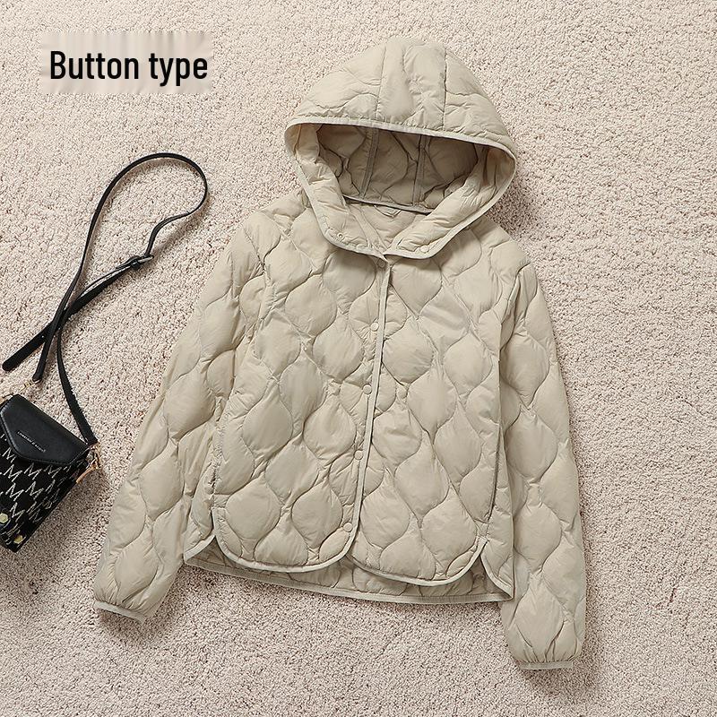 2025 Herbst/Winter Damen Kapuzen-Leichtdaunenjacke - Langarm, Lässig, Warm, Koreanischer Modestil.