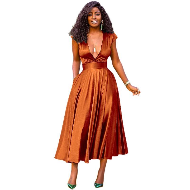 

Женское платье с V-образным вырезом XL коричневый