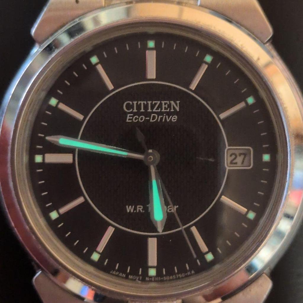 Used Working condition Citizen Eco-Drive Date Black Dial Solar Men's Watch